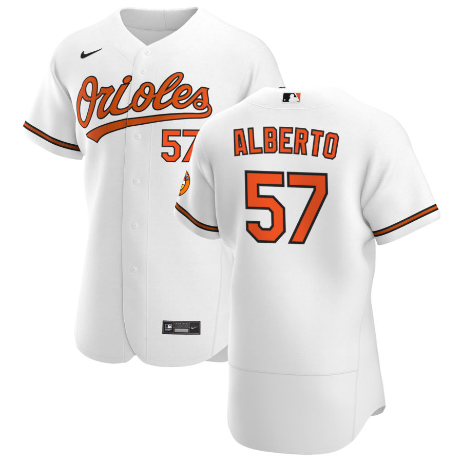 Baltimore Orioles 57 Hanser Alberto Men Nike White Home 2020 Authentic Player MLB Jersey